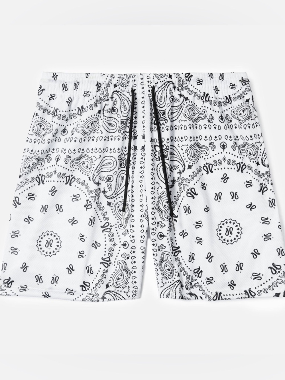 The Drip shop White Bandana Print Drawstring Shorts - Youth M